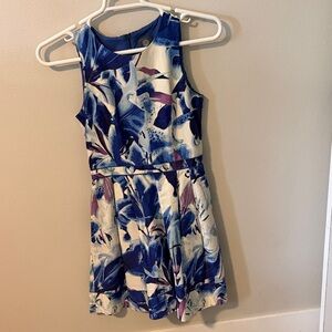 Floral Blue & White Fit-and-Flare Dress